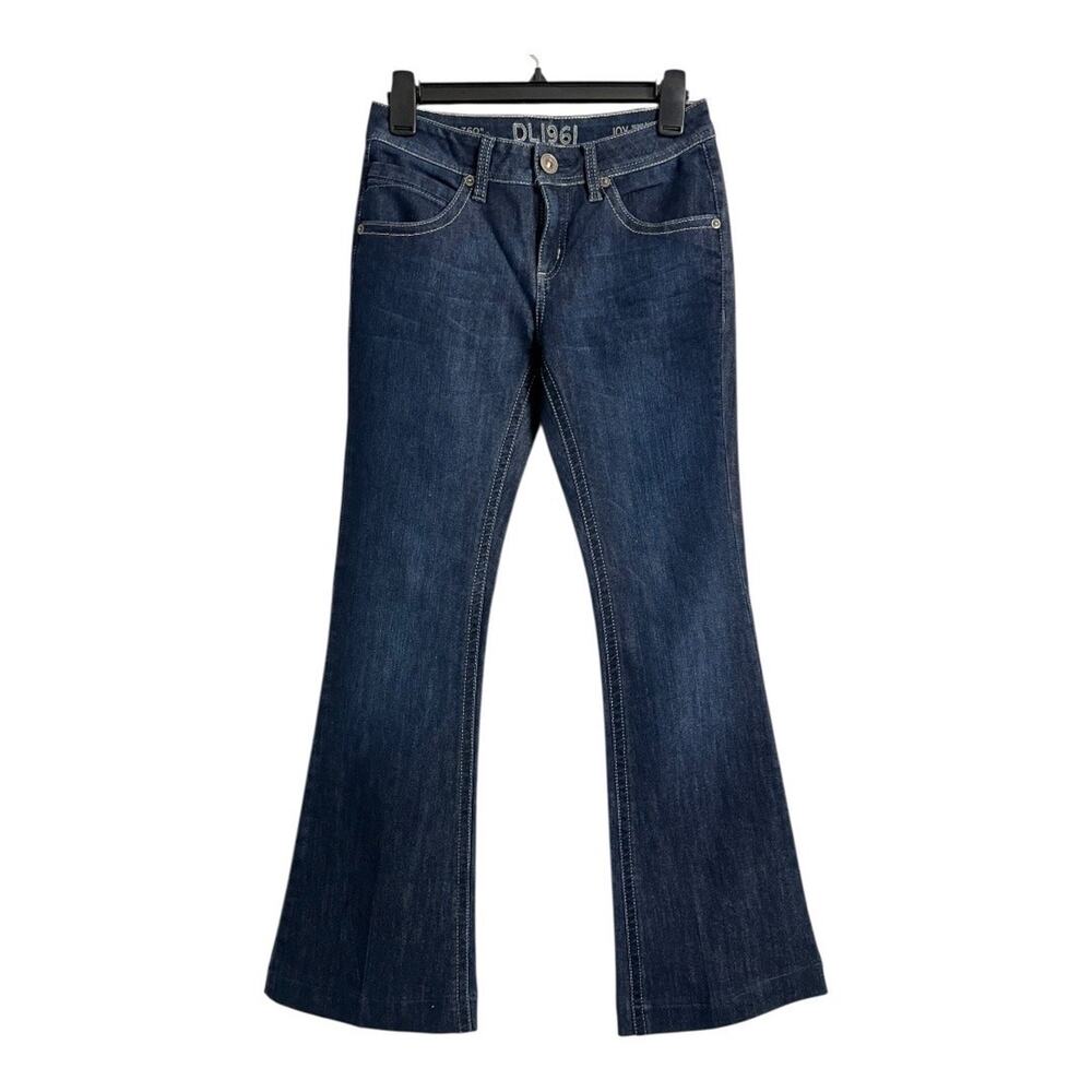 DL1961 Joy Super High Rise Flare Jeans 27 Dark Wash Western Retro Hemmed
